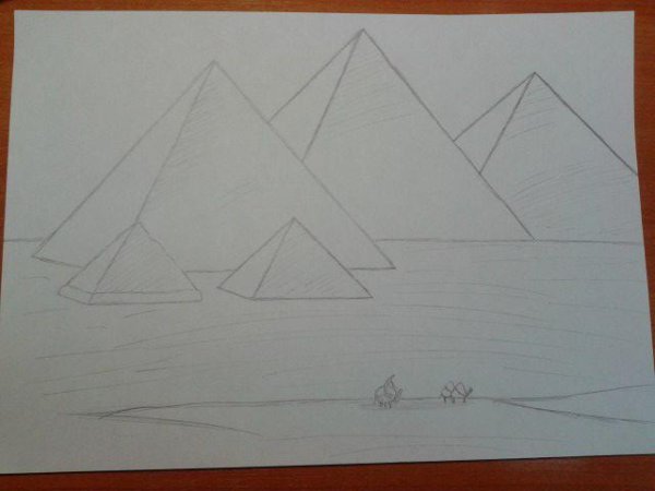 Поэтапное рисование пирамиды Хеопса