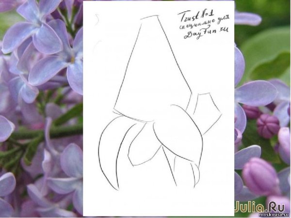 Эскиз сирени для вышивки лентами