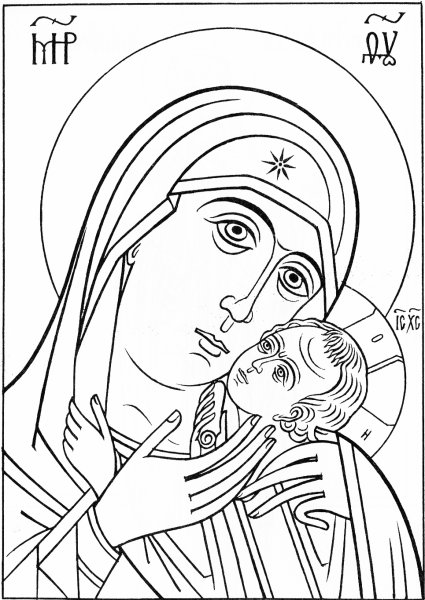 Прорись иконы Казанской Божьей матери