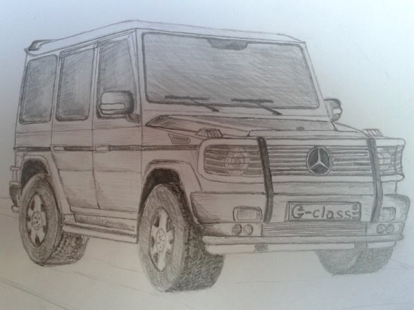Мерседес g 55 АМГ карандашом