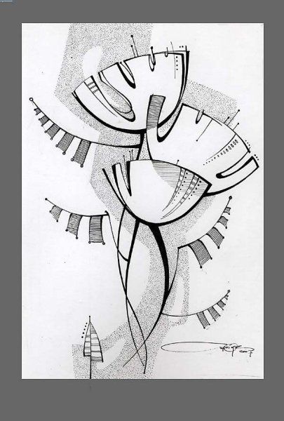 Архитектурный пейзаж тушью