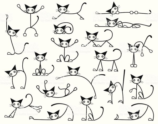 Позы кошек для рисования