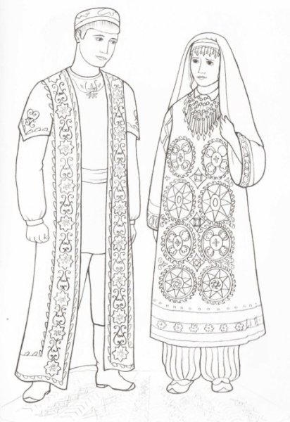 Национальный костюм раскраска