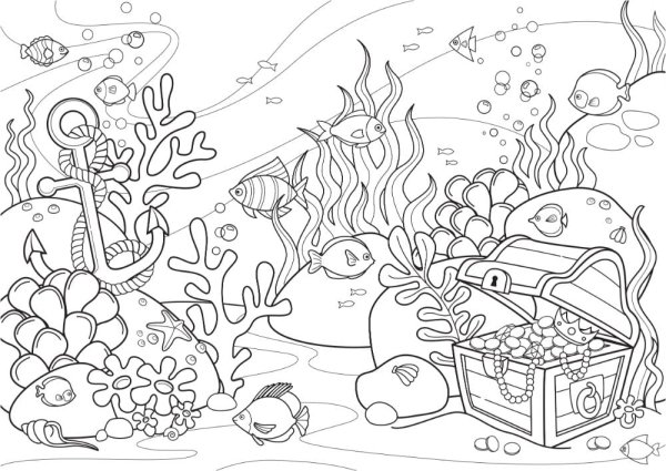 Морское дно раскраска без рыбок