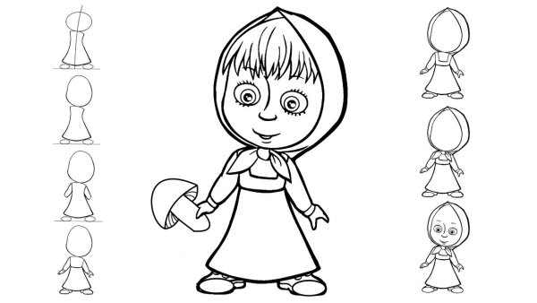 Маша из мультика Маша и медведь рисунок