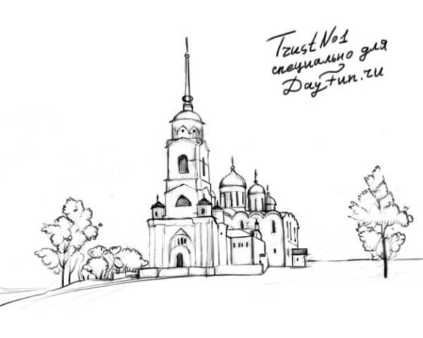 Церковь простым карандашом