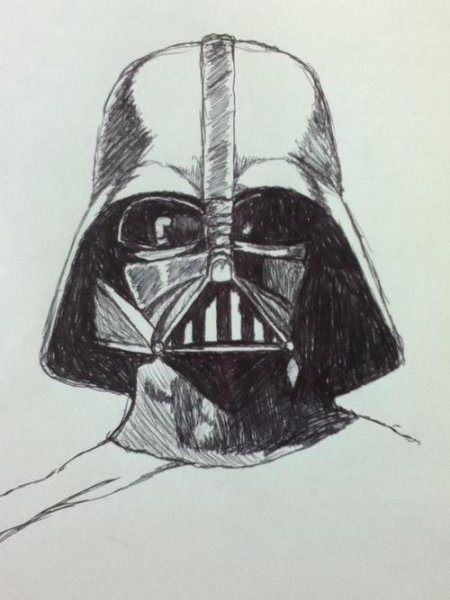 Шлем Дарта Вейдера карандашом
