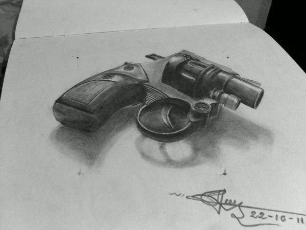 Зарисовки карандашом пистолеты