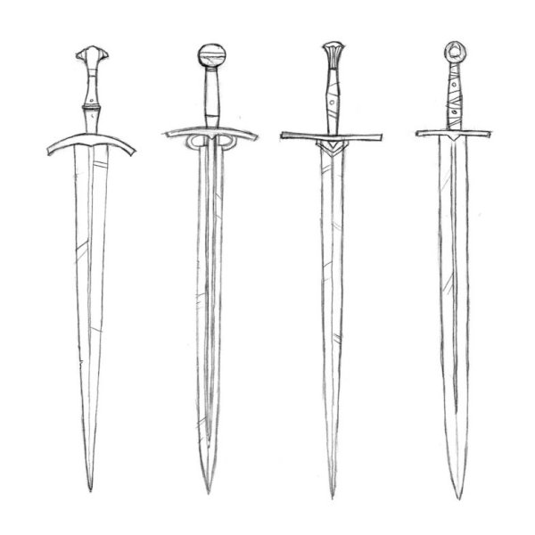 Меч рисунок карандашом для детей