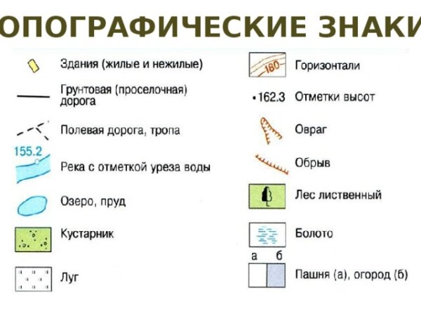 Условные обозначения на топографических картах местности география 5