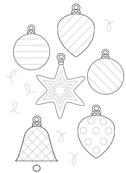 Раскраска новогодние игрушки