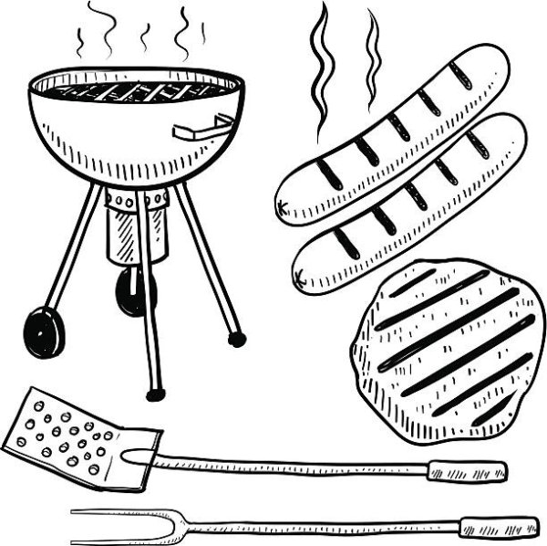 Барбекю раскраска для детей