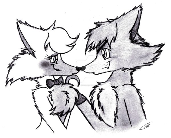 Раскраски ФНАФ Мангл и Фокси