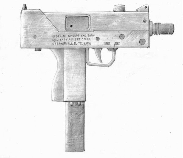Пистолет-пулемёт Uzi Mac-10 чертежи
