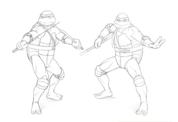 Черепашки ниндзя для срисовки Леонардо