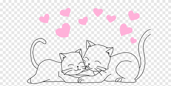 Раскраска влюбленные котики