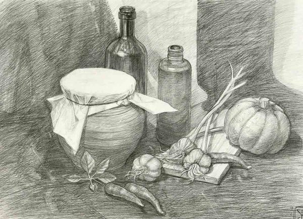 Натюрморт рисунок карандашом
