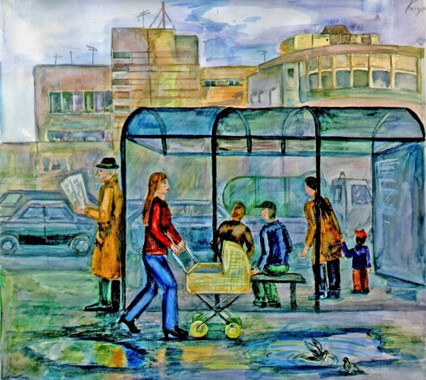 Осенняя картина карандашом