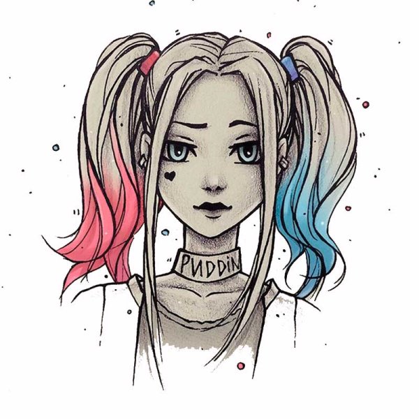 Харли Квинн и Джокер карандашом