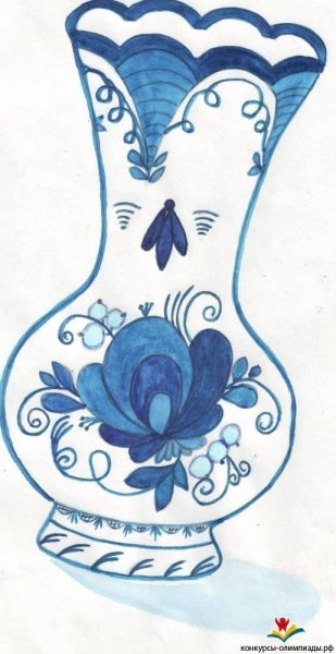 Ваза с гжельской росписью 5 класс