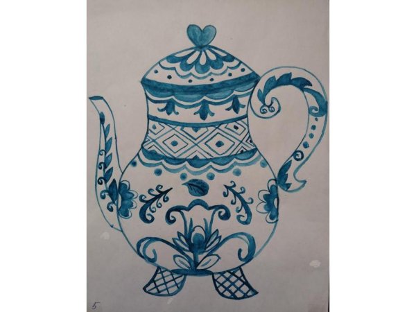 Рисование ваза Гжель