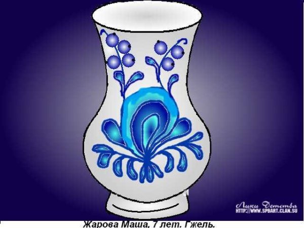 Рисование ваза Гжель