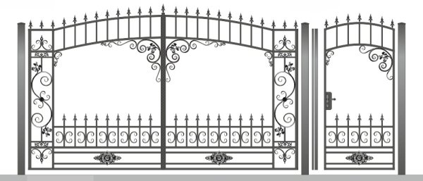 Кованные ворота размер бок 200см центр 220см.