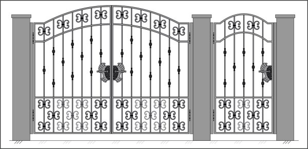 Ворота распашные чертежи кованые