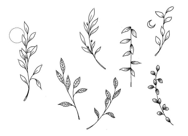 Мини тату веточка