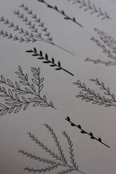 Веточки черной ручкой