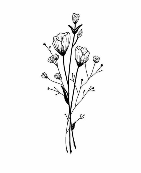 Цветочки эскиз тату