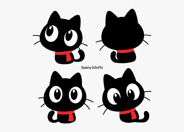 Черный котенок вектор