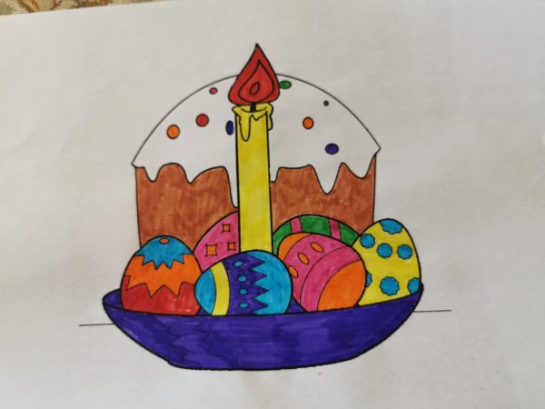 Раскраска кулича на Пасху