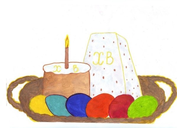 Рисунок кулича на Пасху