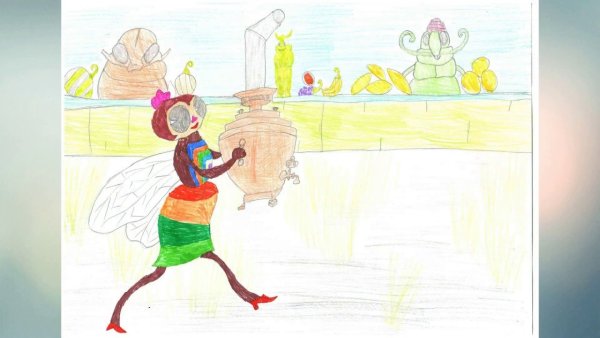 Муха-Цокотуха рисунок для детей