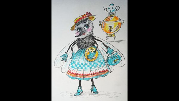 Муха Цокотуха и комарик раскраска