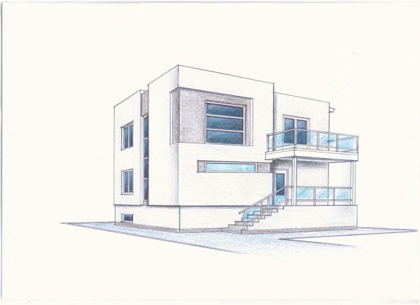 Эскиз здания в современном стиле