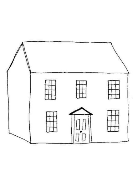 Раскраска домик двухэтажный