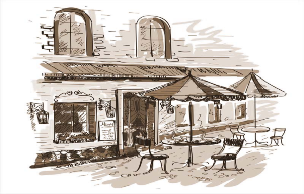 Летнее кафе карандашом