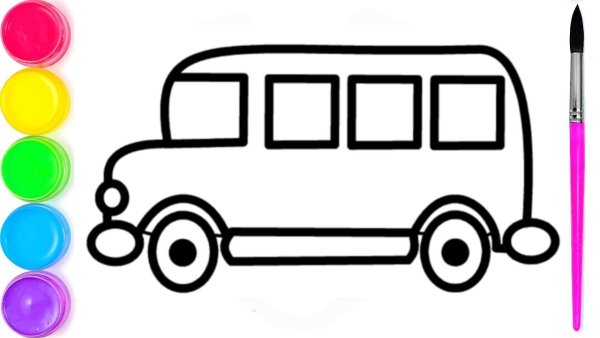 Автобус с детьми для рисования детский