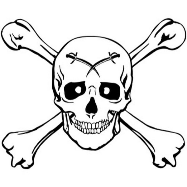 Череп с костями трафарет