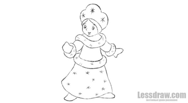 Снегурочка со снеговиком рисунок карандашом