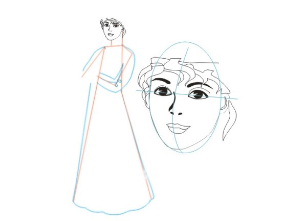 Лицо Снегурочки карандашом