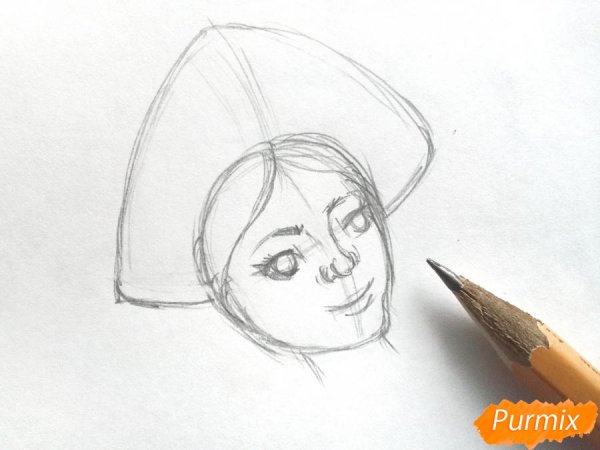 Лицо Снегурочки карандашом