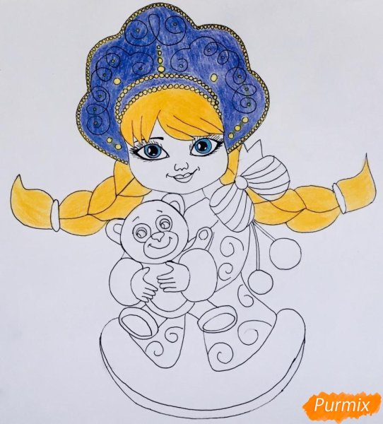 Лицо Снегурочки карандашом