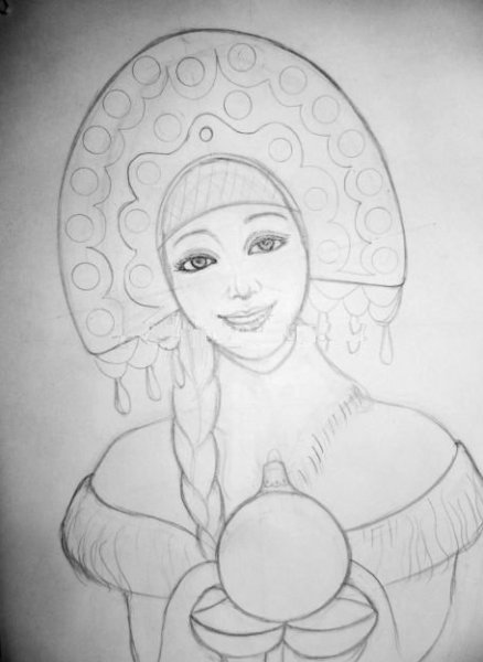 Портрет Снегурочки карандашом