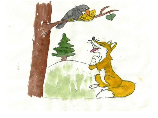 Ворона и лисица раскраска