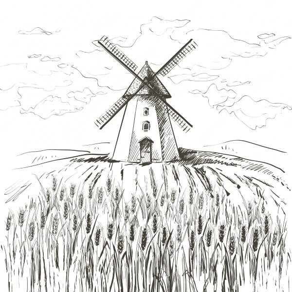 Мельница раскраска