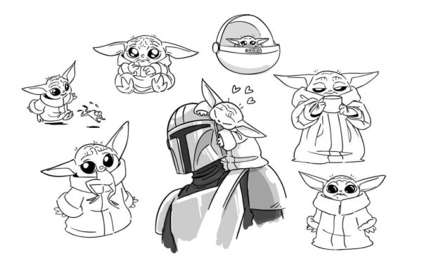 Раскраска Звездные войны малыш йода