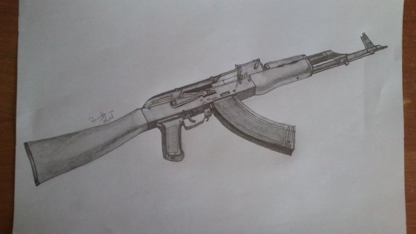 Автомат Калашникова карандашом